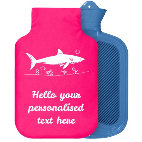 - 2 Litre Sanger Brand (Shark Icon) - Fuchsia Pink Soft Velvet Polyester Fabric Removable Cover (Personalised with Text)