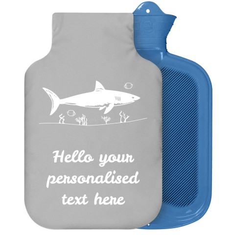 - 2 Litre Sanger Brand (Shark Icon) (Grey) Soft Velvet Polyester Fabric Removable Cover (Personalised with Text)