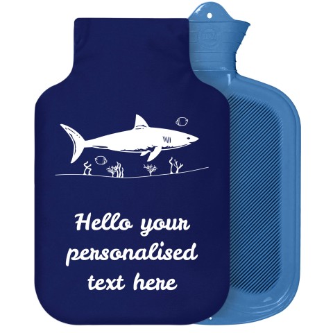 - 2 Litre Sanger Brand (Shark Icon) Navy Blue Soft Velvet Polyester Fabric Removable Cover (Personalised with Text)