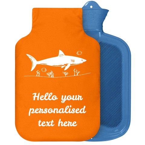 - 2 Litre Sanger Brand (Shark Icon) - Orange Soft Velvet Polyester Fabric Removable Cover (Personalised with Text)