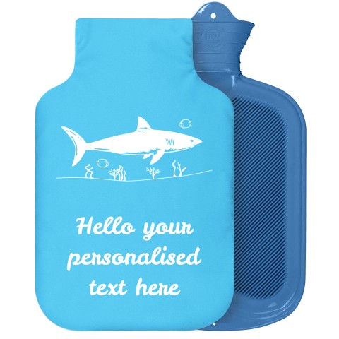 - 2 Litre Sanger Brand (Shark Icon) - Sky Blue Soft Velvet Polyester Fabric Removable Cover (Personalised with Text)