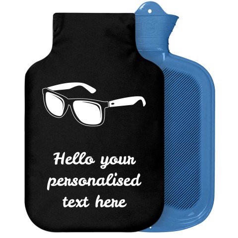 - 2 Litre Sanger Brand (Sunglasses Icon) - Black Soft Velvet Polyester Fabric Removable Cover (Personalised with Text)