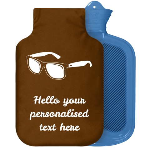 - 2 Litre Sanger Brand (Sunglasses Icon) Brown Soft Velvet Polyester Fabric Removable Cover (Personalised with Text)