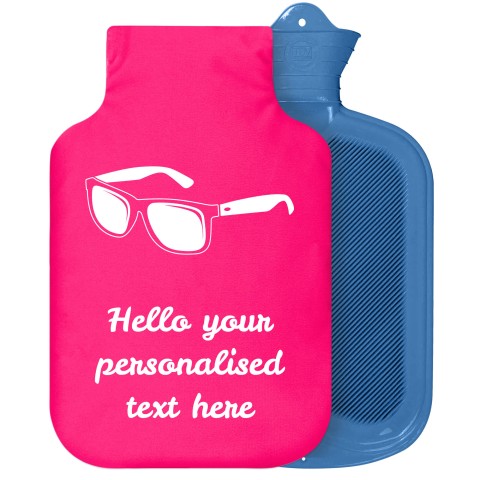 - 2 Litre Sanger Brand (Sunglasses Icon) - Fuchsia Pink Soft Velvet Polyester Fabric Removable Cover (Personalised with Text)