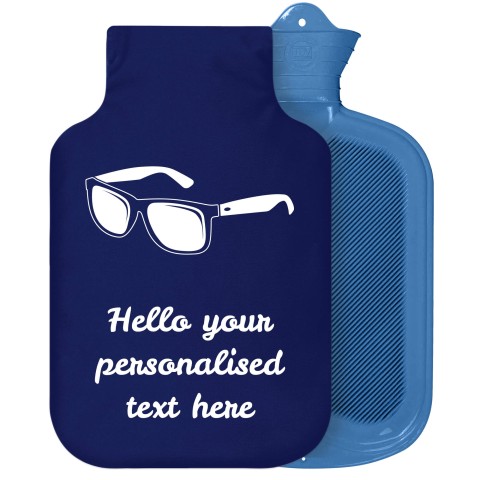 - 2 Litre Sanger Brand (Sunglasses Icon) Navy Blue Soft Velvet Polyester Fabric Removable Cover (Personalised with Text)