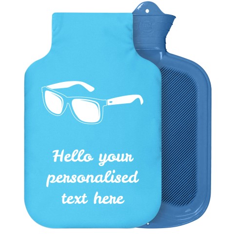 - 2 Litre Sanger Brand (Sunglasses Icon) - Sky Blue Soft Velvet Polyester Fabric Removable Cover (Personalised with Text)