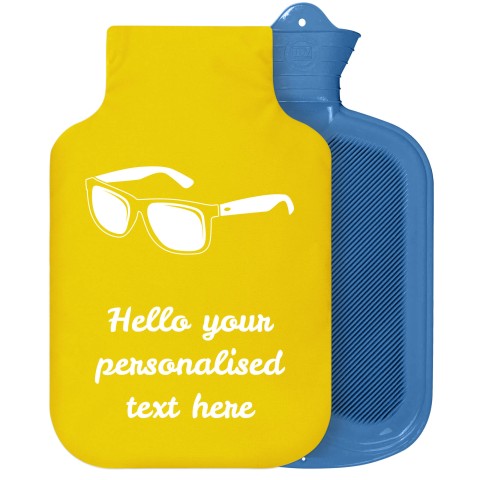 - 2 Litre Sanger Brand (Sunglasses Icon) - Yellow Soft Velvet Polyester Fabric Removable Cover (Personalised with Text)