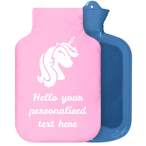 - 2 Litre Sanger Brand (Unicorn Icon) - Baby Pink Soft Velvet Polyester Fabric Removable Cover (Personalised with Text)