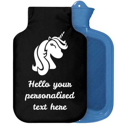 - 2 Litre Sanger Brand (Unicorn Icon) - Black Soft Velvet Polyester Fabric Removable Cover (Personalised with Text)