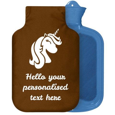 - 2 Litre Sanger Brand (Unicorn Icon) Brown Soft Velvet Polyester Fabric Removable Cover (Personalised with Text)