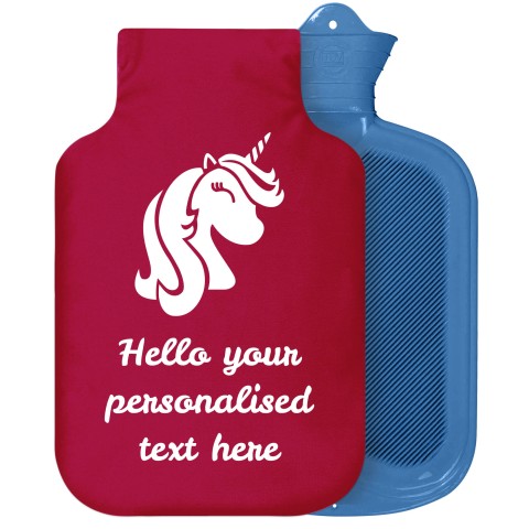 - 2 Litre Sanger Brand (Unicorn Icon) Burgundy Soft Velvet Polyester Fabric Removable Cover (Personalised with Text)