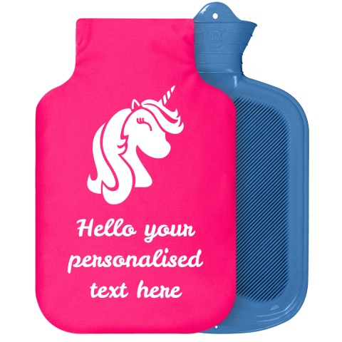 - 2 Litre Sanger Brand (Unicorn Icon) - Fuchsia Pink Soft Velvet Polyester Fabric Removable Cover (Personalised with Text)
