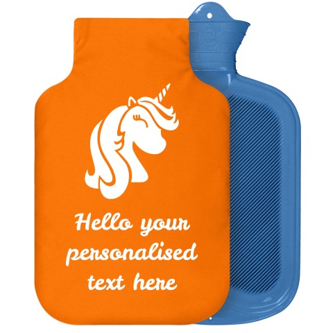 - 2 Litre Sanger Brand (Unicorn Icon) - Orange Soft Velvet Polyester Fabric Removable Cover (Personalised with Text)