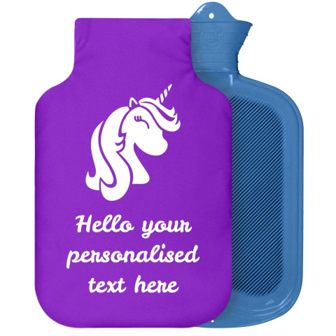 - 2 Litre Sanger Brand (Unicorn Icon) - Purple Soft Velvet Polyester Fabric Removable Cover (Personalised with Text)