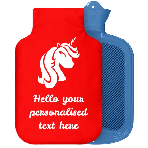 - 2 Litre Sanger Brand (Unicorn Icon) - Red Soft Velvet Polyester Fabric Removable Cover (Personalised with Text)