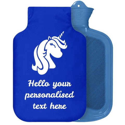 - 2 Litre Sanger Brand (Unicorn Icon) - Royal Blue Soft Velvet Polyester Fabric Removable Cover (Personalised with Text)