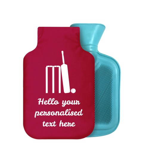- 750ml Highlight (Stock Available Colour) (Cricket Icon) Burgundy Soft Velvet Polyester Fabric Removable Cover (Personalised with Text)
