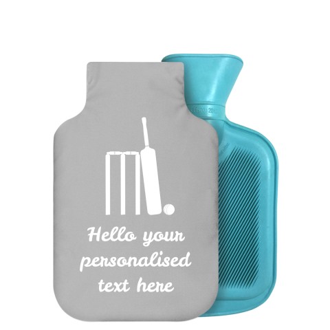 - 750ml Highlight (Stock Available Colour) (Cricket Icon) (Grey) Soft Velvet Polyester Fabric Removable Cover (Personalised with Text)