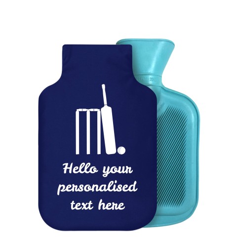 - 750ml Highlight (Stock Available Colour) (Cricket Icon) Navy Blue Soft Velvet Polyester Fabric Removable Cover (Personalised with Text)