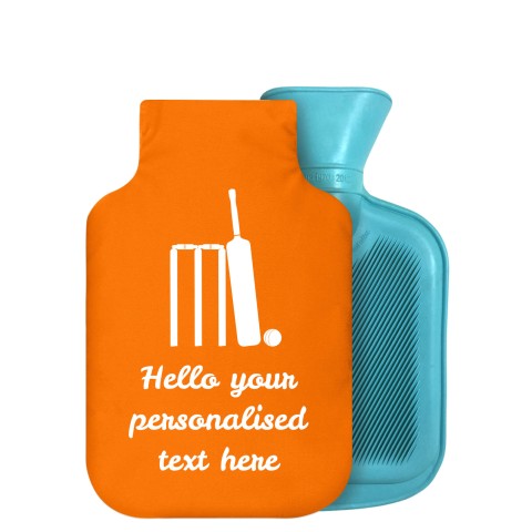 - 750ml Highlight (Stock Available Colour) (Cricket Icon) - Orange Soft Velvet Polyester Fabric Removable Cover (Personalised with Text)
