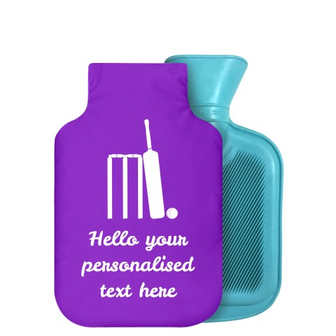 - 750ml Highlight (Stock Available Colour) (Cricket Icon) - Purple Soft Velvet Polyester Fabric Removable Cover (Personalised with Text)