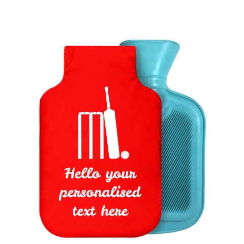 - 750ml Highlight (Stock Available Colour) (Cricket Icon) - Red Soft Velvet Polyester Fabric Removable Cover (Personalised with Text)