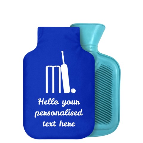 - 750ml Highlight (Stock Available Colour) (Cricket Icon) - Royal Blue Soft Velvet Polyester Fabric Removable Cover (Personalised with Text)