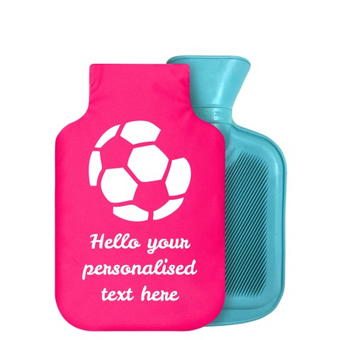- 750ml Highlight (Stock Available Colour) (Football Icon) - Fuchsia Pink Soft Velvet Polyester Fabric Removable Cover (Personalised with Text)