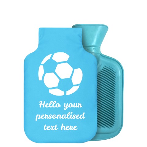 - 750ml Highlight (Stock Available Colour) (Football Icon) - Sky Blue Soft Velvet Polyester Fabric Removable Cover (Personalised with Text)