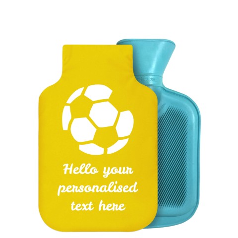 - 750ml Highlight (Stock Available Colour) (Football Icon) - Yellow Soft Velvet Polyester Fabric Removable Cover (Personalised with Text)