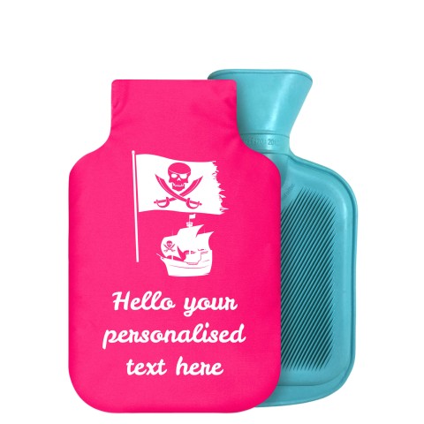 - 750ml Highlight (Stock Available Colour) (Pirate Flag Icon) - Fuchsia Pink Soft Velvet Polyester Fabric Removable Cover (Personalised with Text)