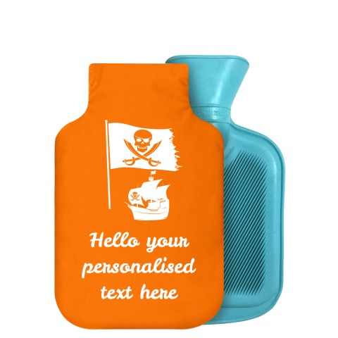 - 750ml Highlight (Stock Available Colour) (Pirate Flag Icon) - Orange Soft Velvet Polyester Fabric Removable Cover (Personalised with Text)