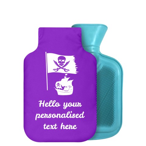 - 750ml Highlight (Stock Available Colour) (Pirate Flag Icon) - Purple Soft Velvet Polyester Fabric Removable Cover (Personalised with Text)