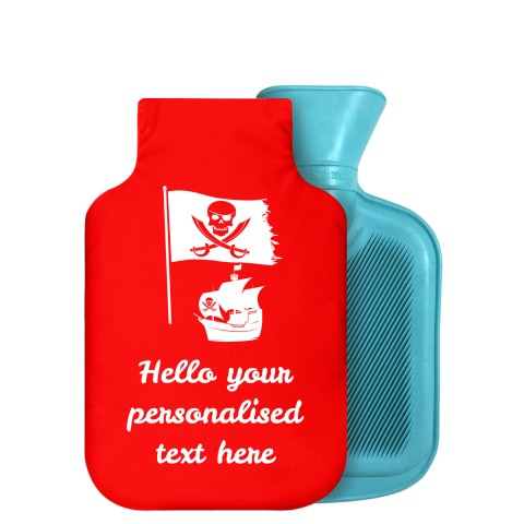 - 750ml Highlight (Stock Available Colour) (Pirate Flag Icon) - Red Soft Velvet Polyester Fabric Removable Cover (Personalised with Text)