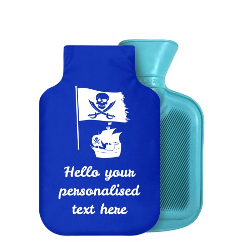 - 750ml Highlight (Stock Available Colour) (Pirate Flag Icon) - Royal Blue Soft Velvet Polyester Fabric Removable Cover (Personalised with Text)