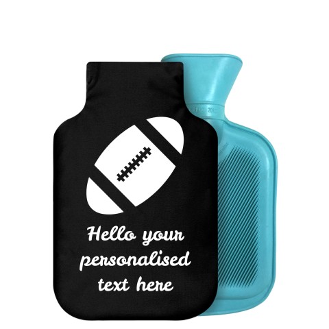 - 750ml Highlight (Stock Available Colour) (Rugby Icon) - Black Soft Velvet Polyester Fabric Removable Cover (Personalised with Text)