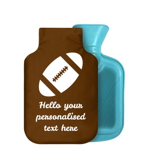 - 750ml Highlight (Stock Available Colour) (Rugby Icon) Brown Soft Velvet Polyester Fabric Removable Cover (Personalised with Text)