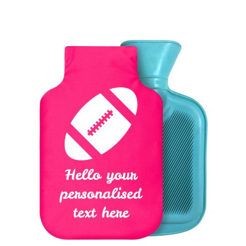 - 750ml Highlight (Stock Available Colour) (Rugby Icon) - Fuchsia Pink Soft Velvet Polyester Fabric Removable Cover (Personalised with Text)