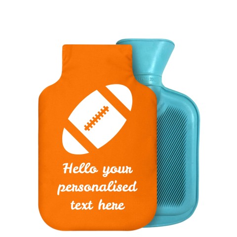 - 750ml Highlight (Stock Available Colour) (Rugby Icon) - Orange Soft Velvet Polyester Fabric Removable Cover (Personalised with Text)