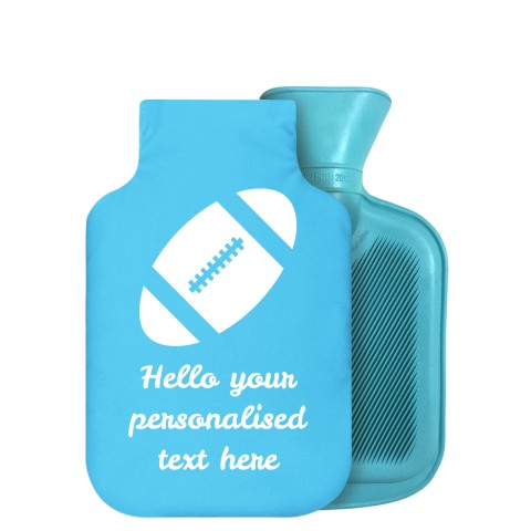 - 750ml Highlight (Stock Available Colour) (Rugby Icon) - Sky Blue Soft Velvet Polyester Fabric Removable Cover (Personalised with Text)