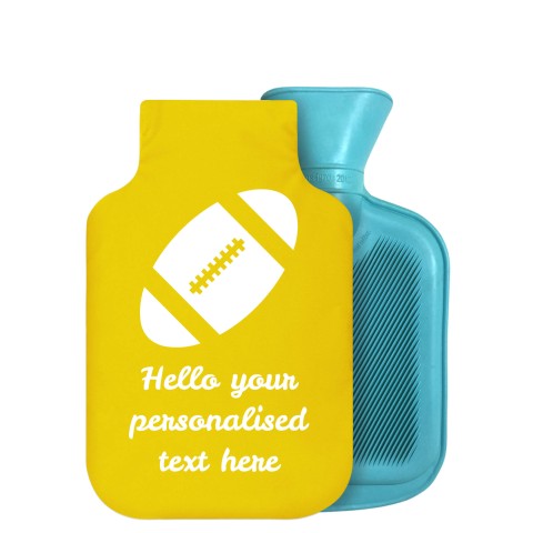 - 750ml Highlight (Stock Available Colour) (Rugby Icon) - Yellow Soft Velvet Polyester Fabric Removable Cover (Personalised with Text)