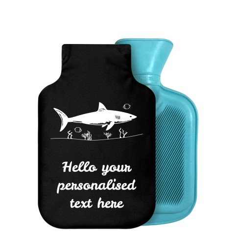 - 750ml Highlight (Stock Available Colour) (Shark Icon) - Black Soft Velvet Polyester Fabric Removable Cover (Personalised with Text)
