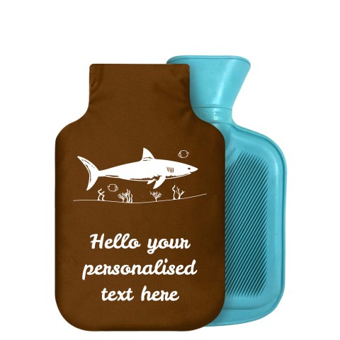 - 750ml Highlight (Stock Available Colour) (Shark Icon) Brown Soft Velvet Polyester Fabric Removable Cover (Personalised with Text)