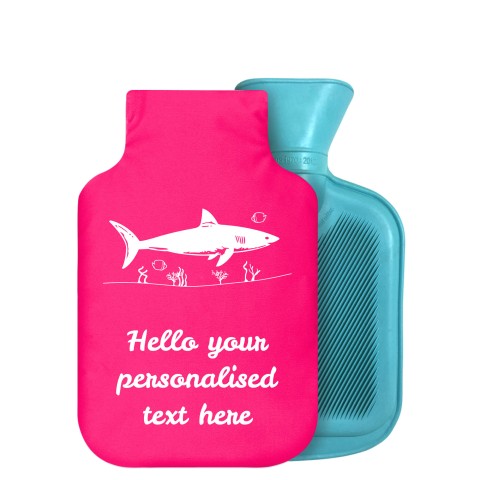 - 750ml Highlight (Stock Available Colour) (Shark Icon) - Fuchsia Pink Soft Velvet Polyester Fabric Removable Cover (Personalised with Text)