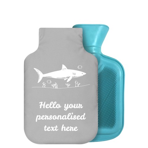 - 750ml Highlight (Stock Available Colour) (Shark Icon) (Grey) Soft Velvet Polyester Fabric Removable Cover (Personalised with Text)