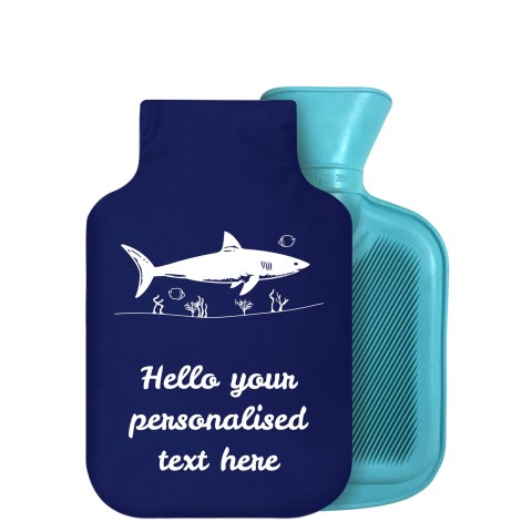 - 750ml Highlight (Stock Available Colour) (Shark Icon) Navy Blue Soft Velvet Polyester Fabric Removable Cover (Personalised with Text)
