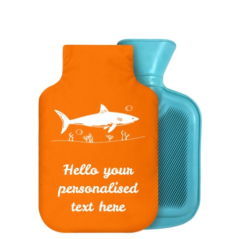 - 750ml Highlight (Stock Available Colour) (Shark Icon) - Orange Soft Velvet Polyester Fabric Removable Cover (Personalised with Text)