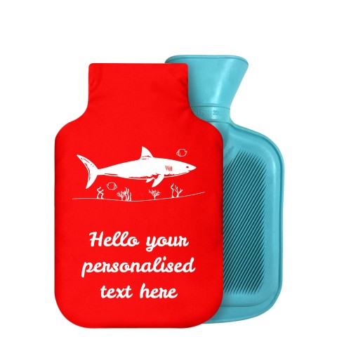 - 750ml Highlight (Stock Available Colour) (Shark Icon) - Red Soft Velvet Polyester Fabric Removable Cover (Personalised with Text)
