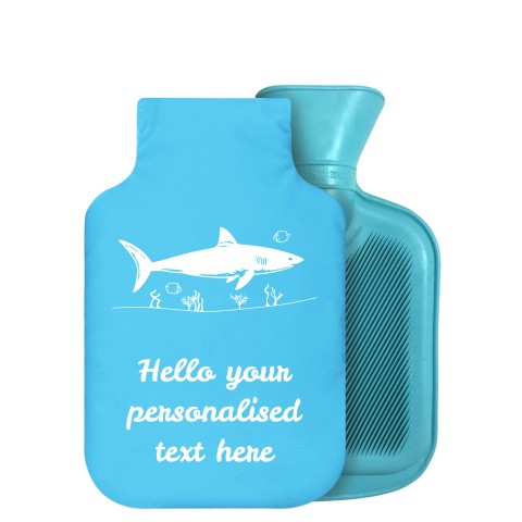 - 750ml Highlight (Stock Available Colour) (Shark Icon) - Sky Blue Soft Velvet Polyester Fabric Removable Cover (Personalised with Text)
