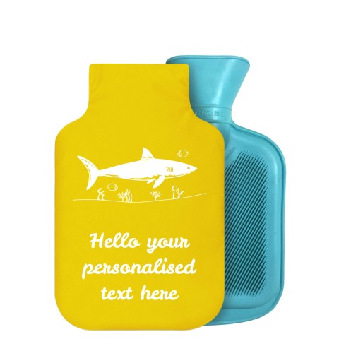 - 750ml Highlight (Stock Available Colour) (Shark Icon) - Yellow Soft Velvet Polyester Fabric Removable Cover (Personalised with Text)